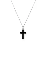 Onyx Cross Pendant in Silver with 65cm Cable Chain