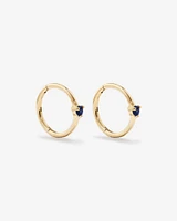 Blue Sapphire Gemstone Accent Sleeper Earrings in 10kt Yellow Gold