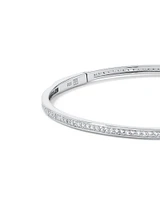 Cubic Zirconia Eternity Oval Bangle in Sterling Silver