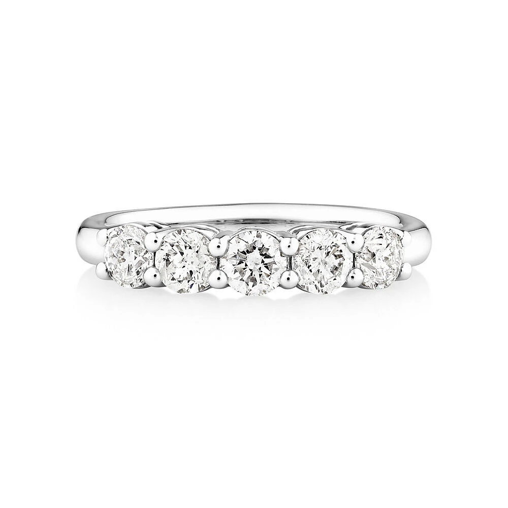 Evermore 5 Stone Wedding Band with 1 Carat TW of Diamonds in 14kt White Gold