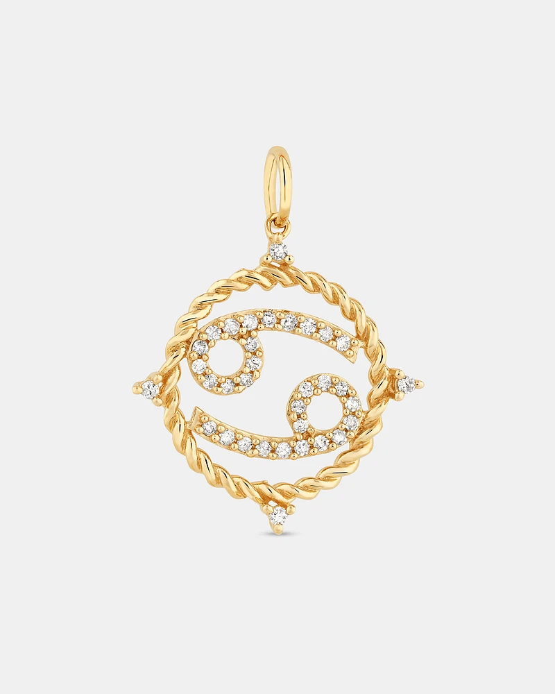 Cancer Zodiac Pendant with 0.20 Carat TW of Diamonds in 10kt Yellow Gold