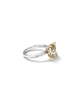 Ring with Green Amethyst in Sterling Silver & 10kt Yellow Gold