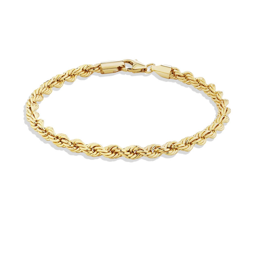 19cm (7.5") 4mm-4.5mm Width Rope Bracelet in 10kt Yellow Gold