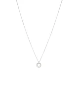 Fine Double Circle Diamond Pendant in Sterling Silver