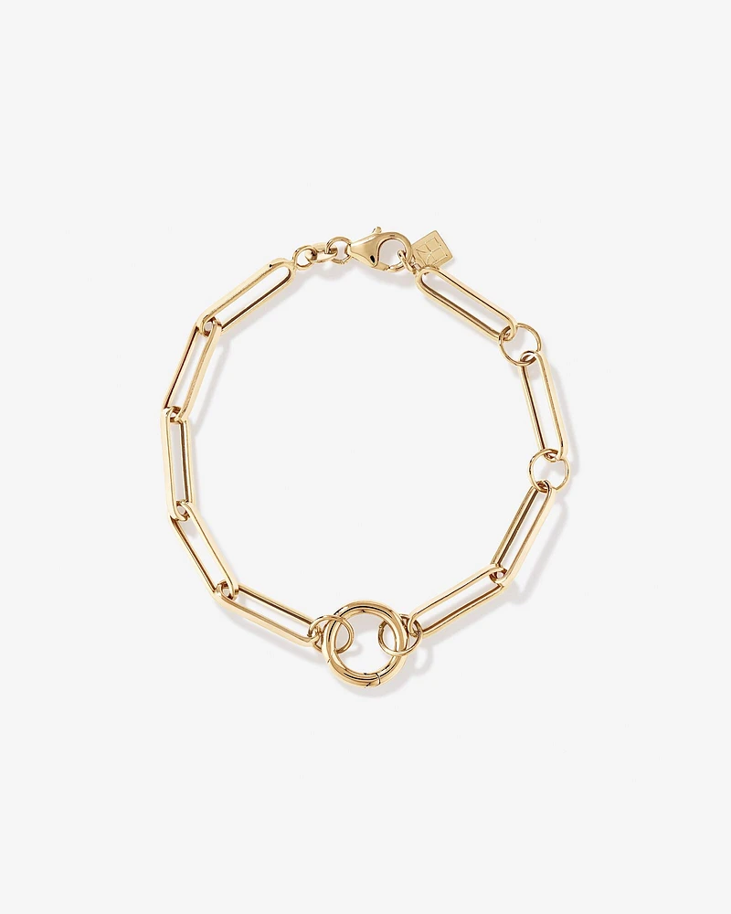 18cm (7") Square Paperclip Open Pendant Bracelet in 10kt Yellow Gold