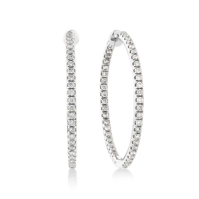 Hoop Earrings With 1.00 Carat TW of Diamonds Set 10kt White Gold