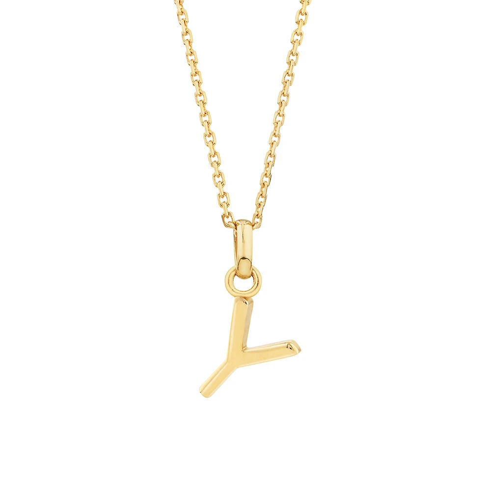 "H" Initial Pendant with Chain in 10kt Yellow Gold