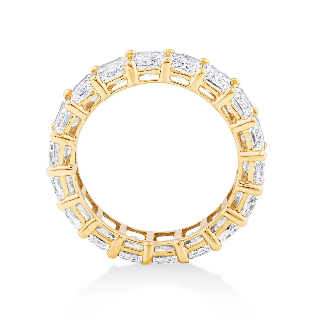 7.20 Carat TW Radiant Cut Laboratory-Grown Diamond Eternity Ring in 14kt Yellow Gold