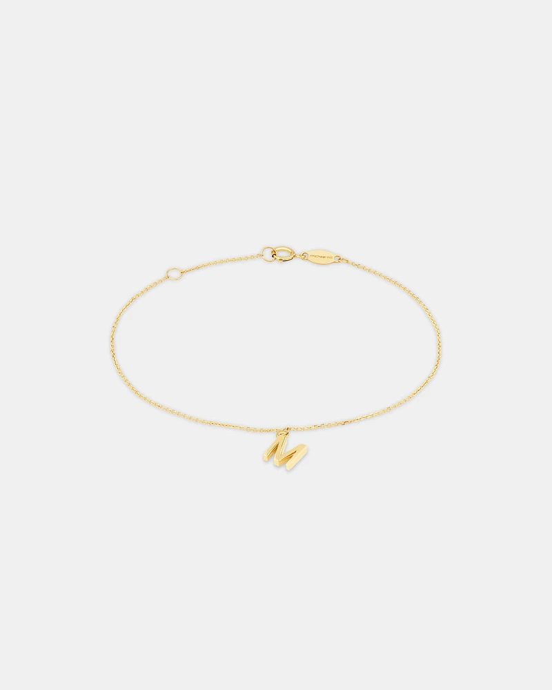 19cm (7.5") C Initial Bracelet in 10kt Yellow Gold
