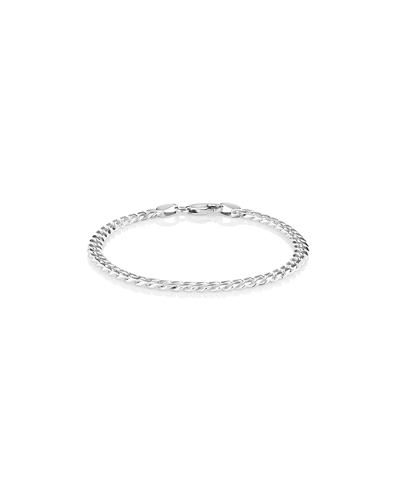 Bracelet à gros maillons gourmette de 19 cm en argent sterling, largeur de 4,3 mm