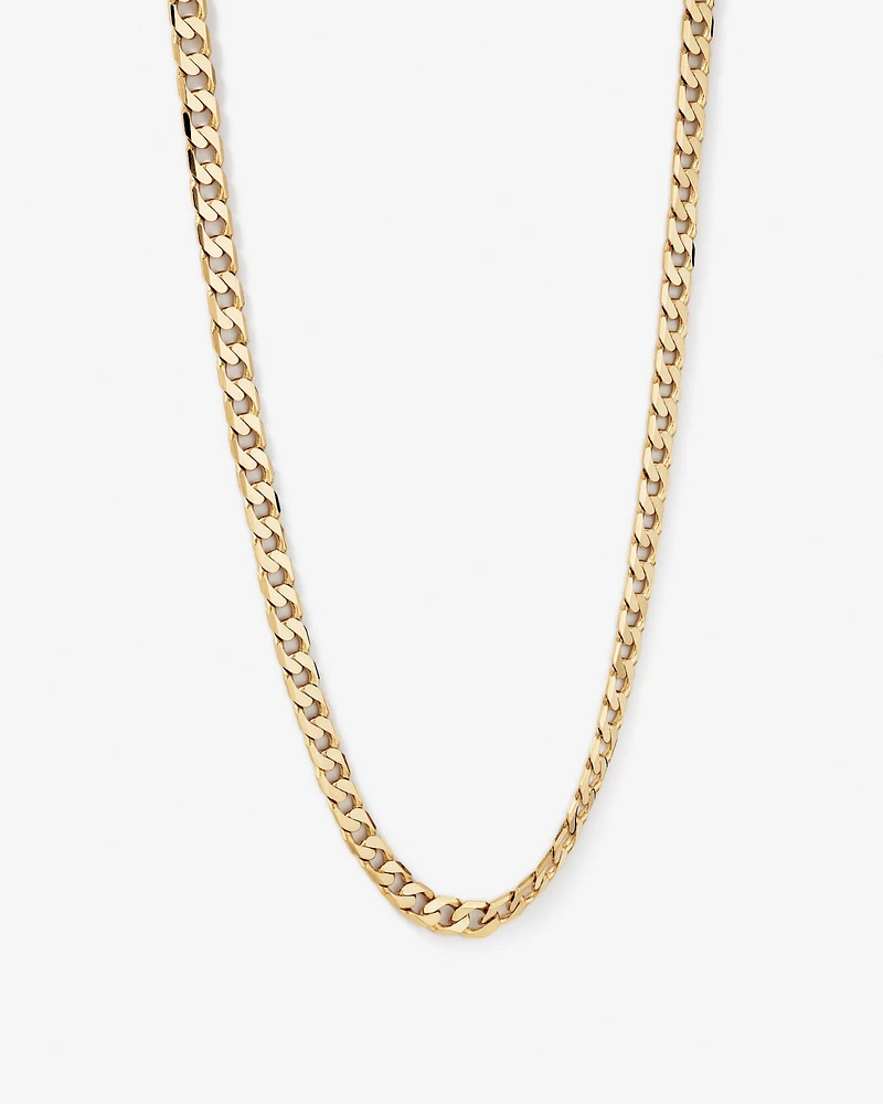 55cm (22") 8.9mm Width Solid Flat Bevelled Curb Chain in 10kt Yellow Gold