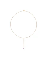 Pear Cut Purple Amethyst Gemstone and Diamond Lariat Necklace in 10kt Yellow Gold