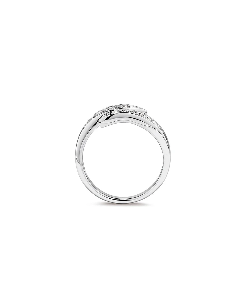 Cubic Zirconia Pointed Open Bypass Ring in Sterling Silver