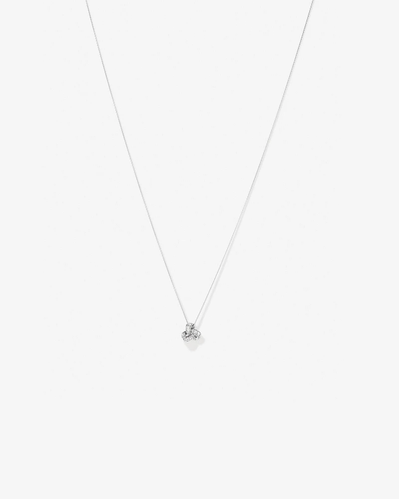 Collier Pendentif Nœud En Zircon Cubique En Argent Sterling