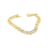 21cm (8.5") Cuban Link Bracelet with Carat TW of Diamonds in 10kt Yellow Gold