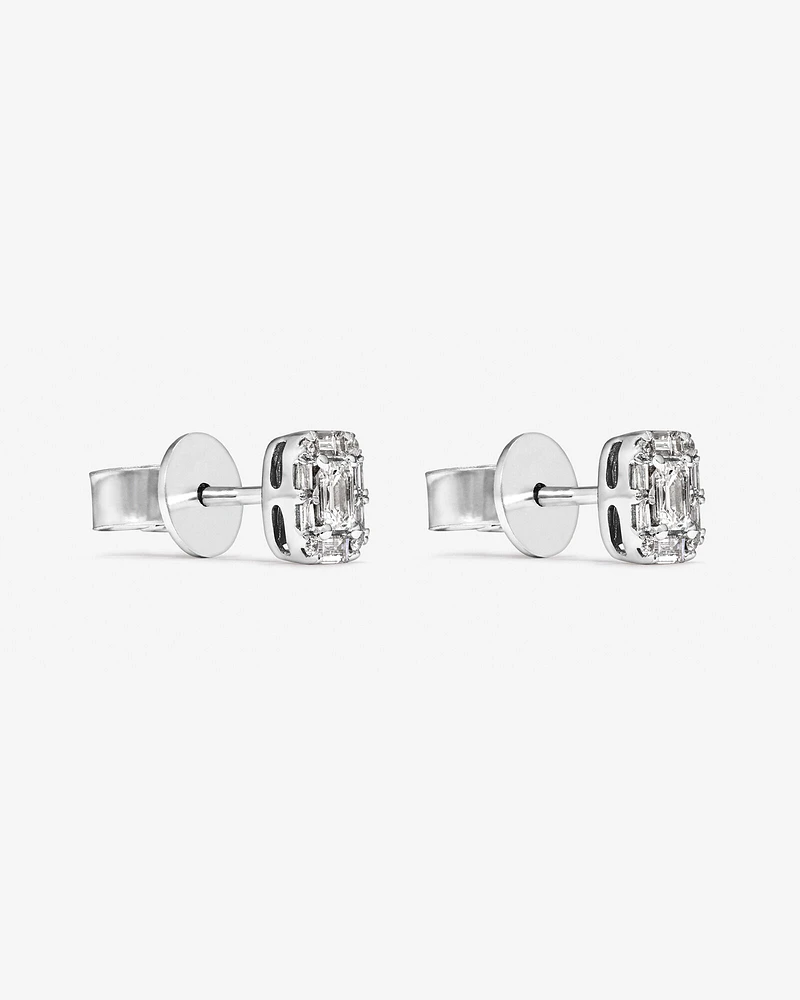 0.31 Carat TW Multistone Emerald Cut Diamond Stud Earrings in 10kt White Gold