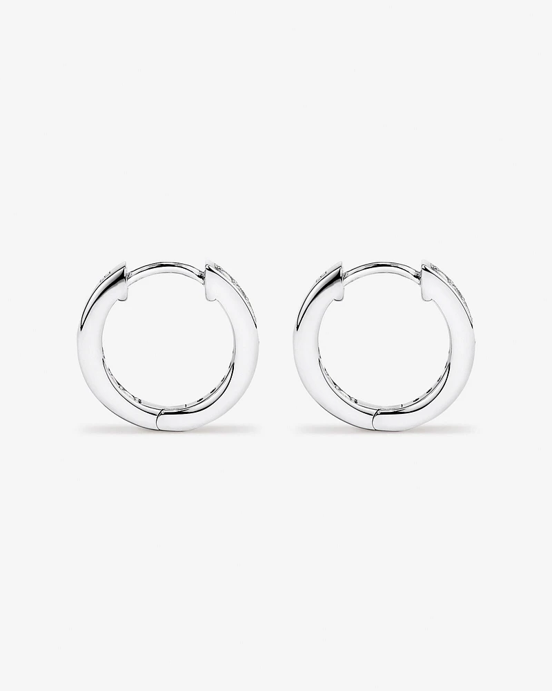 15mm Cubic Zirconia Huggie Hoop Earrings in Sterling Silver