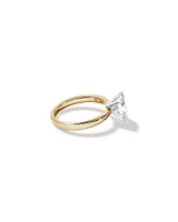 Bague de fiançailles solitaire en or jaune et blanc 14 carats, taille ovale, diamant de synthèse de 2,00 carats