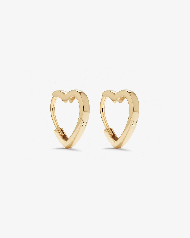 11mm Heart Shape Huggie Earrings in 10kt Yellow Gold