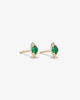 3 Stone Emerald Earrings with .04 Carat TW Diamonds in 10kt Yellow Gold