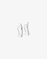 Boucles D'Oreilles Grimpantes Avec Pavé De Zircon Cubique En Pointe Incurvée En Argent Sterling