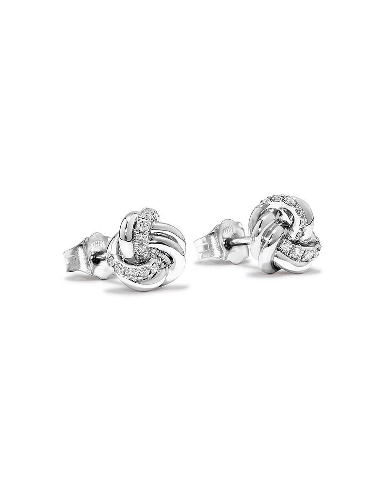 0.15 Carat TW Diamond Knots Stud Earrings in Sterling Silver