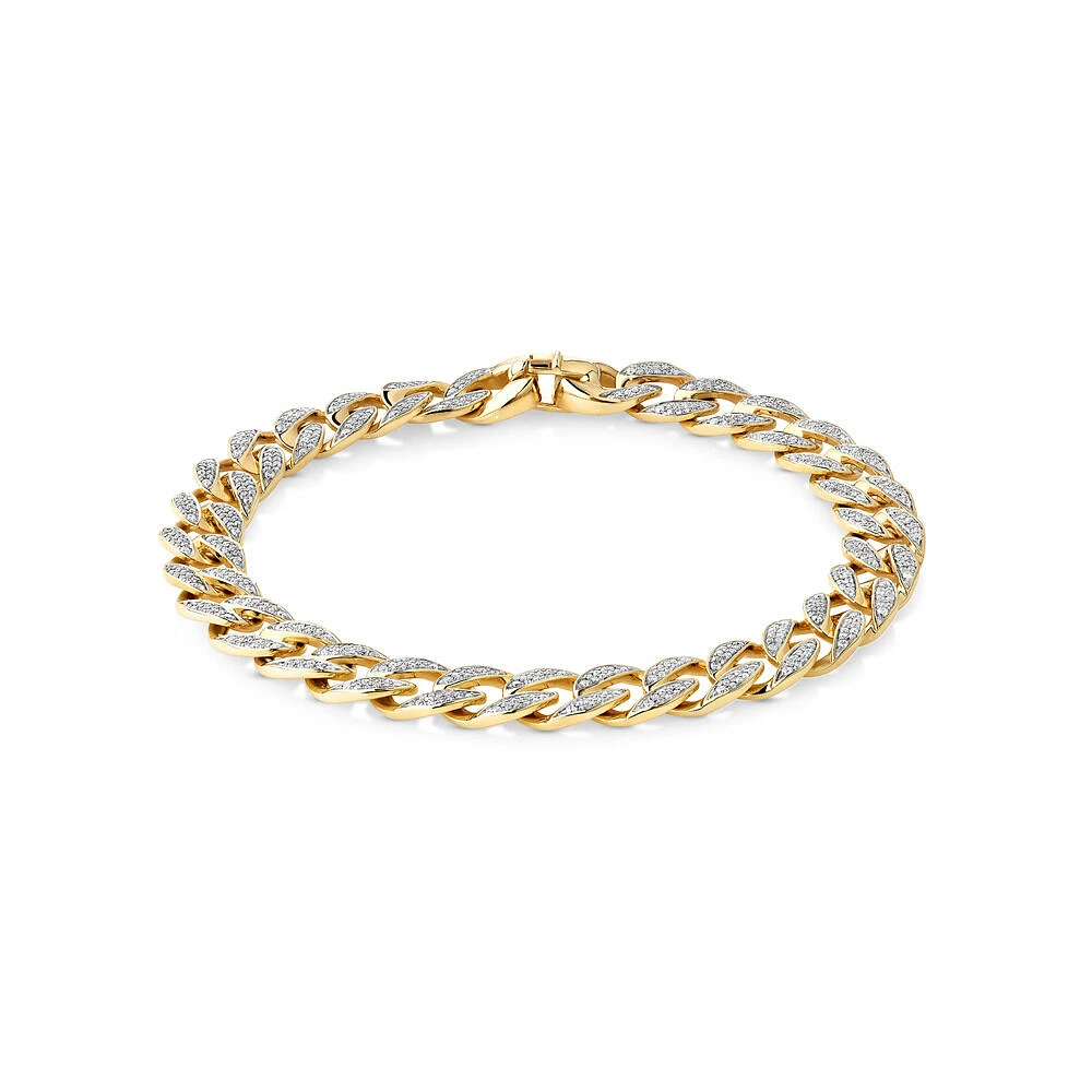 2.00 Carat TW Diamond Set Cuban Link Bracelet in 10kt Yellow and White Gold