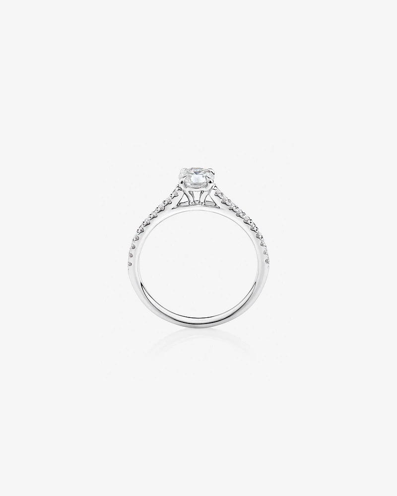 Bague de fiançailles en or blanc 14 K avec diamants totalisant 0,78 ct