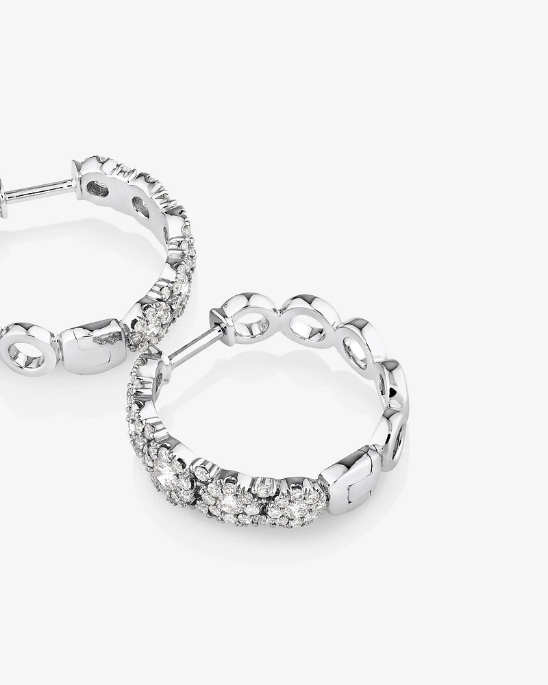 Bubble Huggie Earrings with 1.00 Carat TW Diamonds in 14kt White Gold