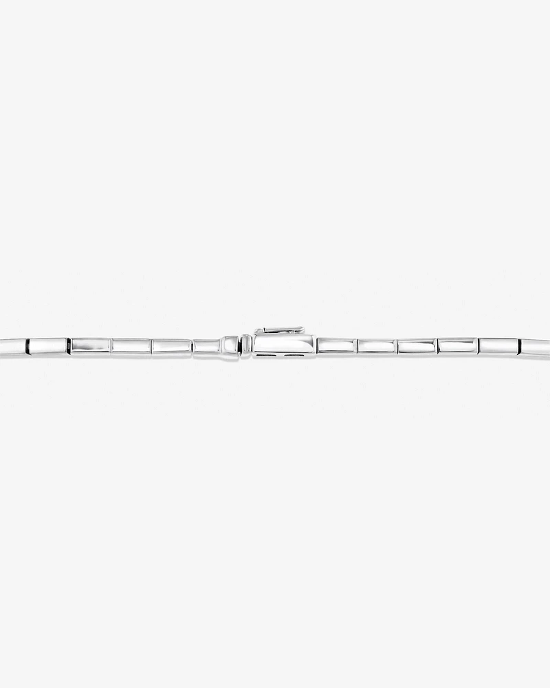 Rectangular Link Metal Tennis Bracelet in Sterling Silver