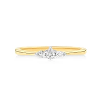 0.15 Carat TW Three Stone Pear Cut Diamond Promise Ring in 10kt Yellow and White Gold