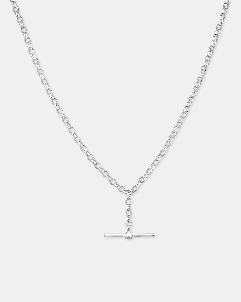 45cm (18") 2.5mm-3mm Width Belcher Chain with Fob in Sterling Silver