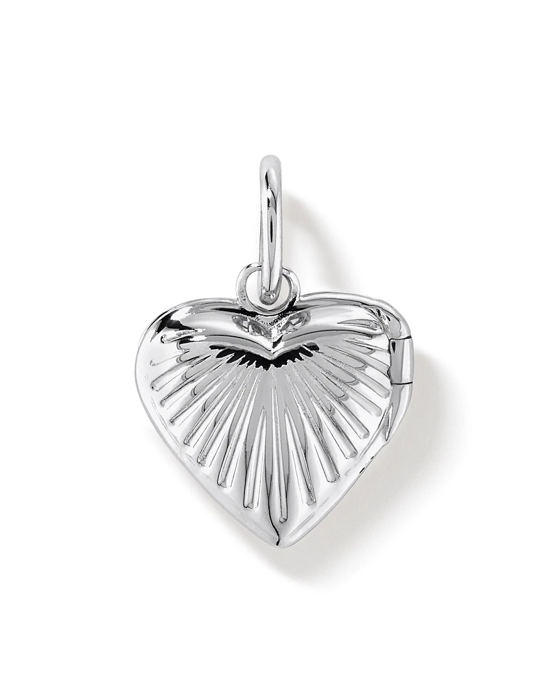 Sunray Love Heart Locket Pendant in Sterling Silver