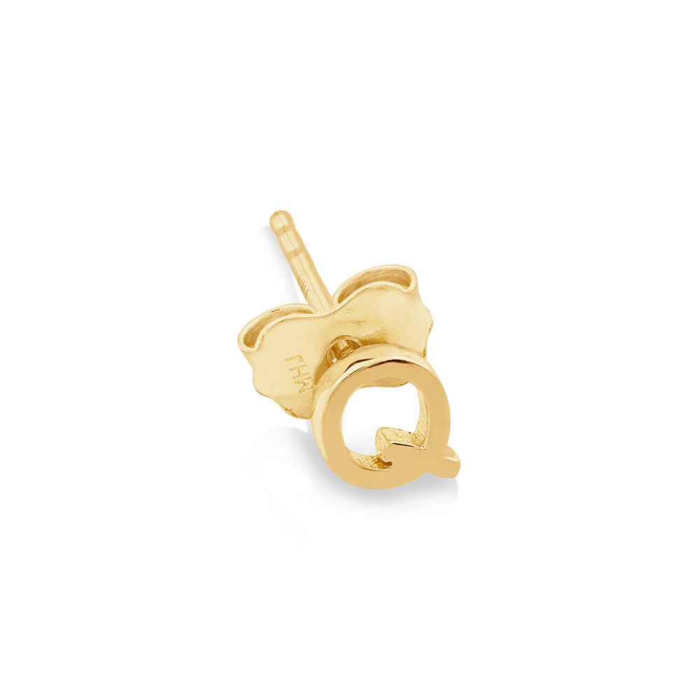 G Initial Single Stud Earring in 10kt Yellow Gold