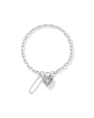 Cubic Zirconia Butterfly Padlock Belcher Bracelet in Sterling Silver