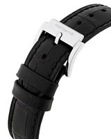 Montre en acier inoxydable et en cuir noir pour homme