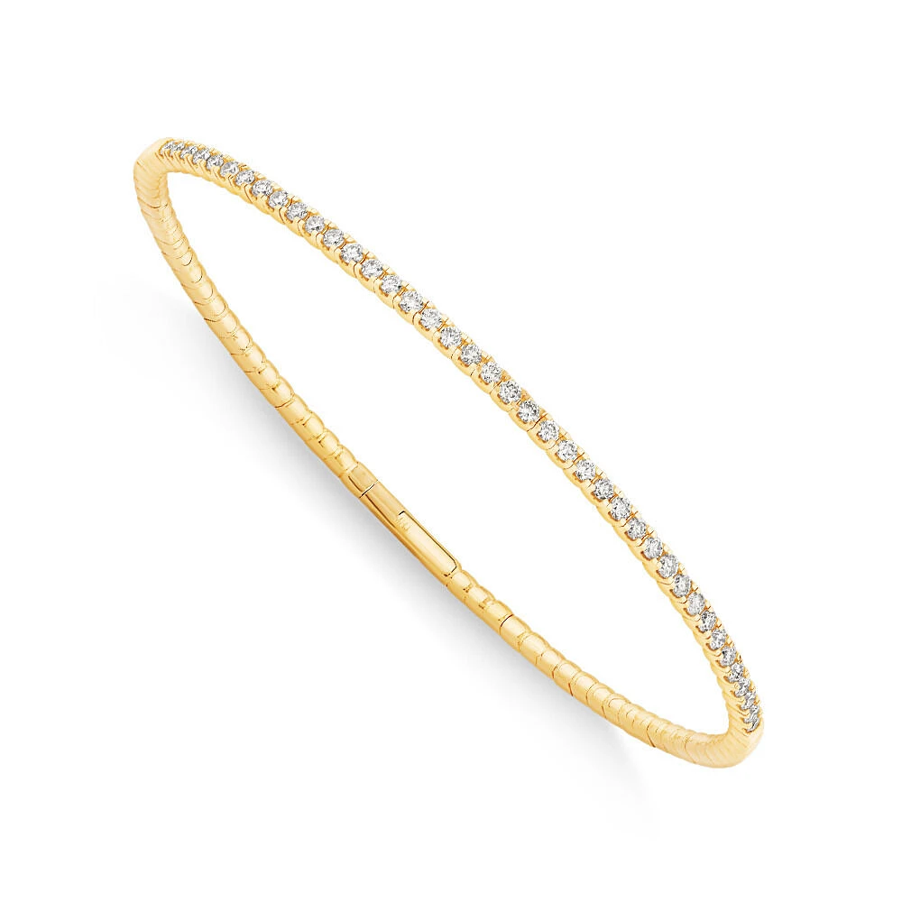 0.68 Carat TW Diamond Row Flex Bangle in 10kt Rose Gold