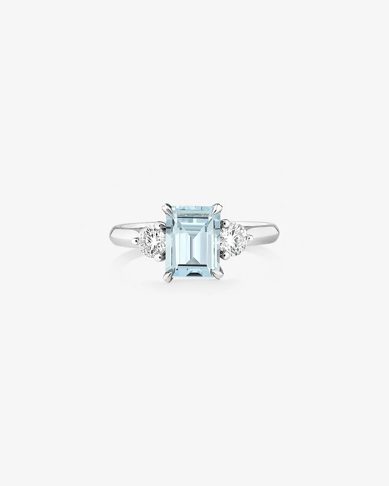 Ring with Aquamarine & 0.40 Carat TW of Diamonds in 10kt White Gold