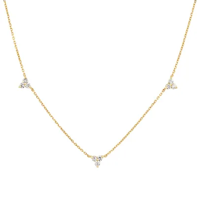 Station Necklace With 0.25 Carat TW Diamonds in 10kt Yellow Gold