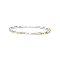 Double twist bangle with .32 Carat TW Diamonds in Sterling Silver and 10kt Yellow Gold