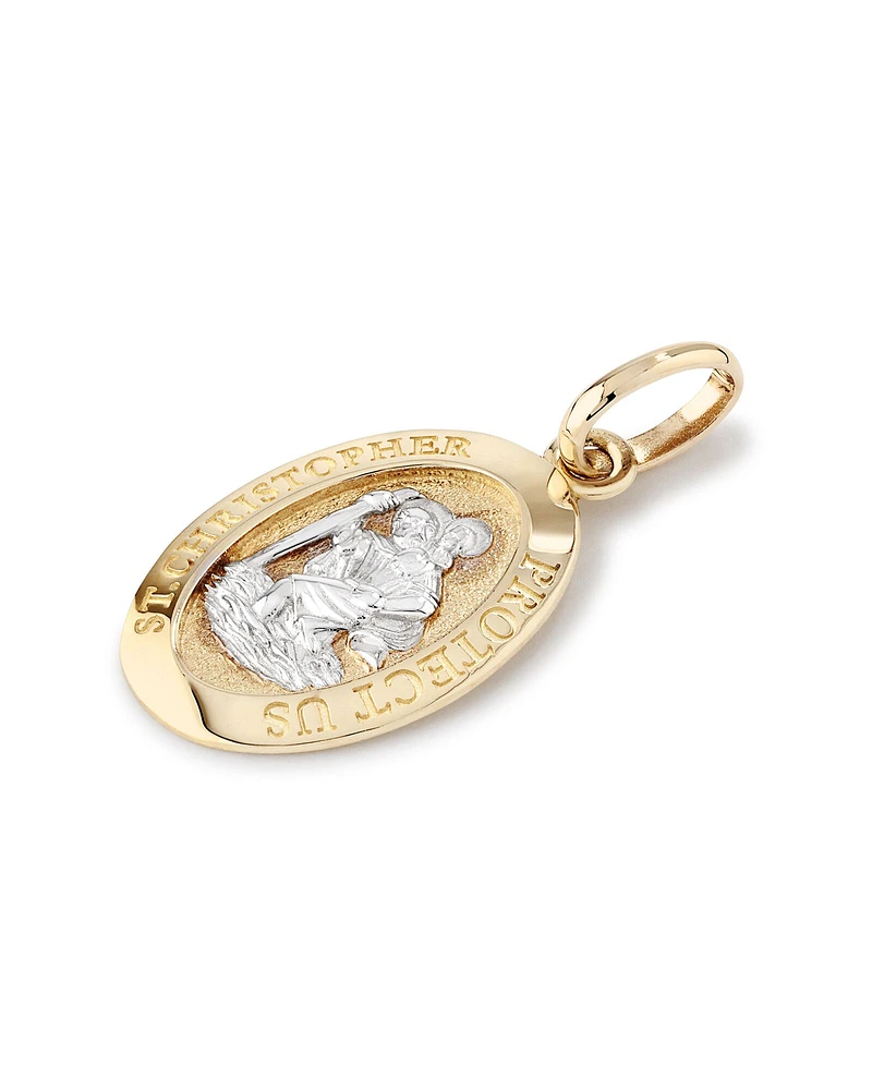 St Christopher Pendant in 10kt Yellow & White Gold