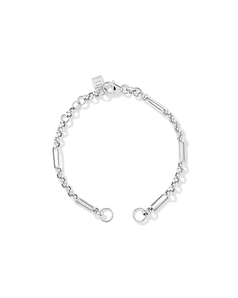 Bracelet à pendentif ouvert avec trombone carré de 18 cm (7") en argent sterling