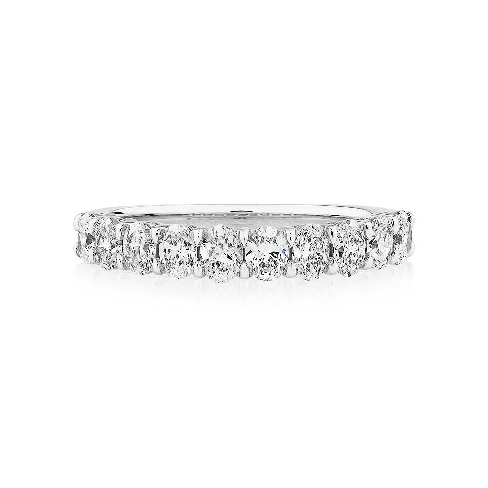 10 Stone Wedding Band with .90 Carat TW Diamonds in 14kt White Gold