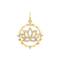 Lotus Motif Pendant with 0.15 Carat TW of Diamonds in 10kt Yellow Gold