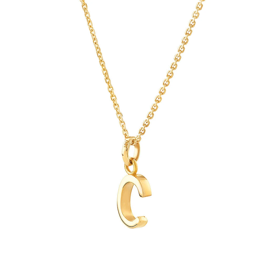 "H" Initial Pendant with Chain in 10kt Yellow Gold