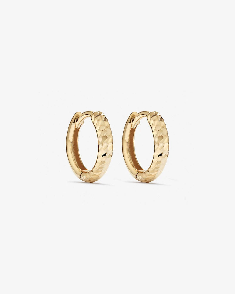 9mm Diamond Cut Huggie Hoop Earrings in 10kt Yellow Gold