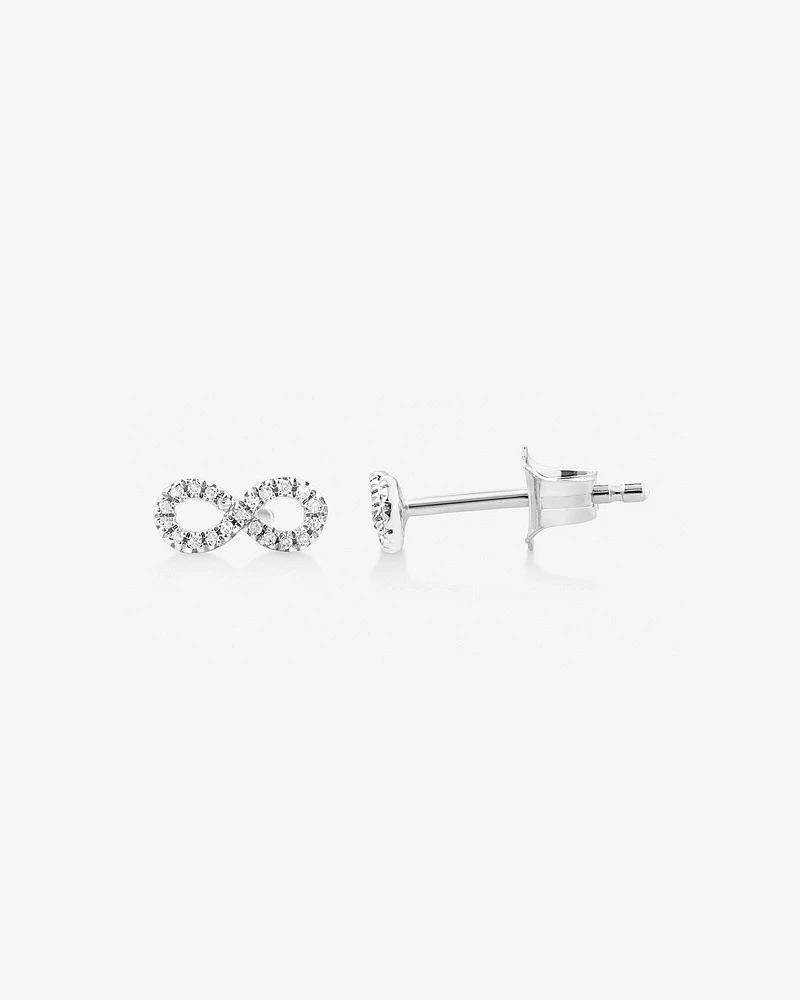 Mini Infinity Earrings with Diamonds in Sterling Silver