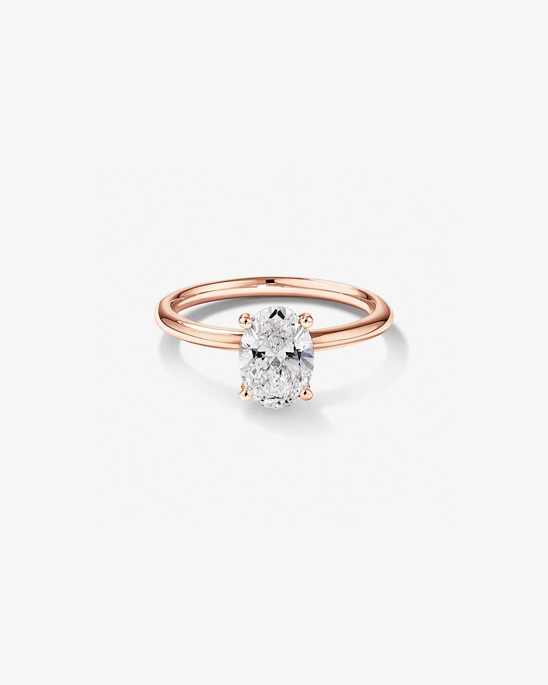 Carat TW Oval Laboratory-Grown Diamond Solitaire Engagement Ring in 14kt White Gold