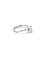 0.77 Carat TW Three Stone Oval and Marquise Cut Hidden Halo Engagement Ring in Platinum