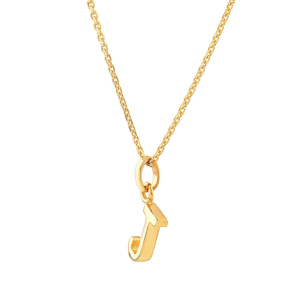 "H" Initial Pendant with Chain in 10kt Yellow Gold